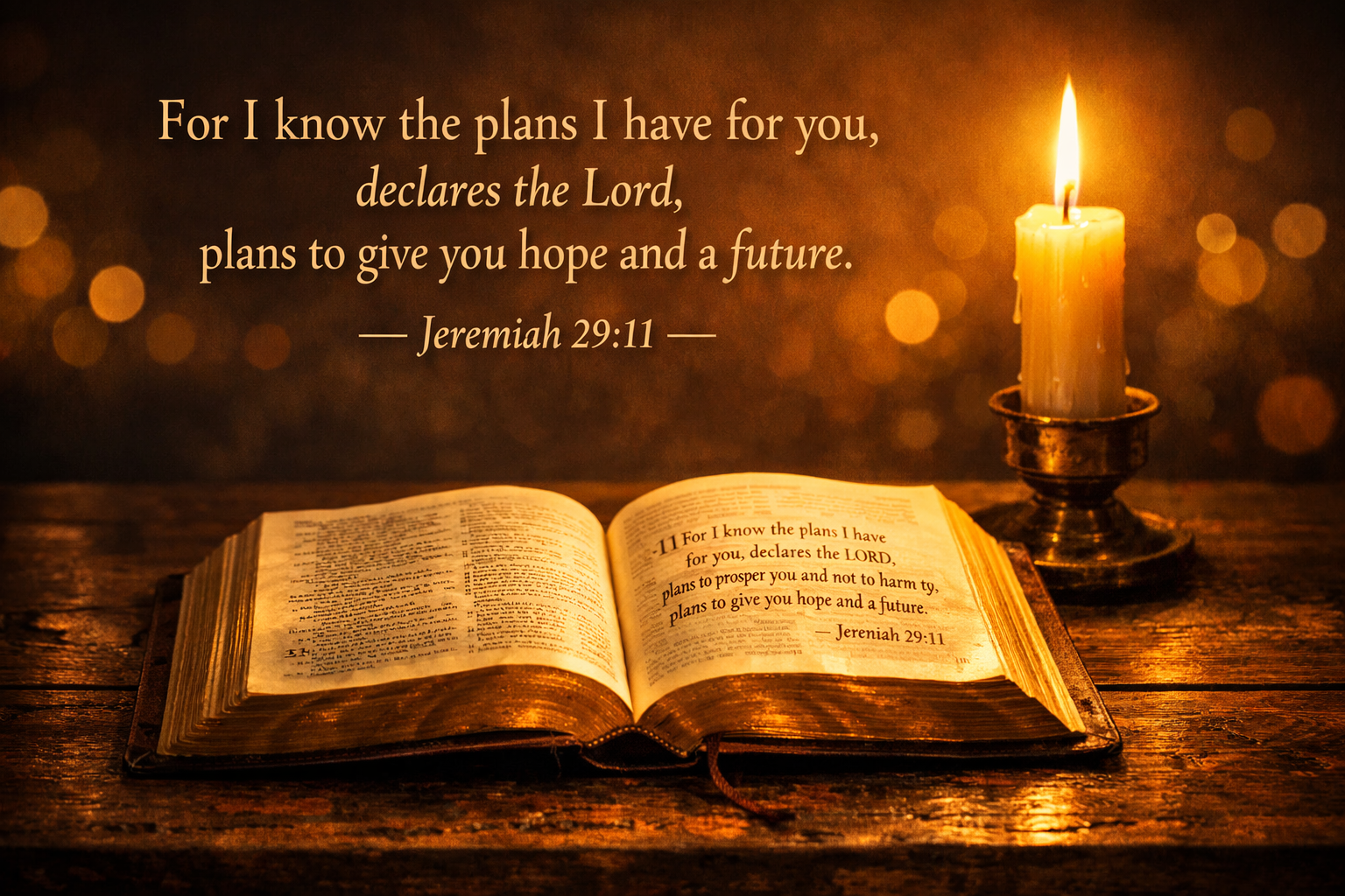 Jeremiah 29:11 -- Open Bible by Candlelight HD Wallpaper